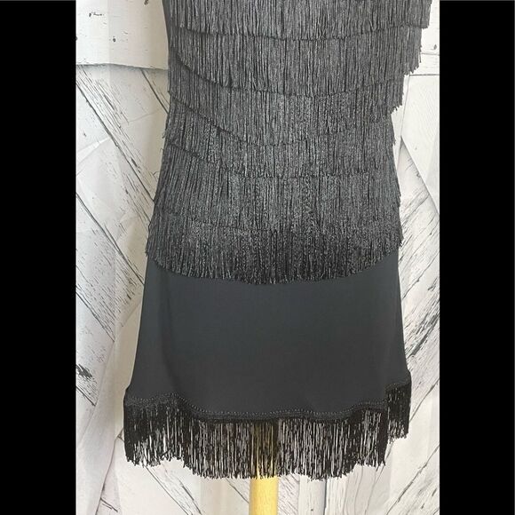 Vintage 90s Y2k Express World Brand Mini Dress Flapper Fringe 9/10 - Picture 3 of 5